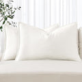 MIULEE Decorative Linen Lumbar Pillow Covers 12x20 Inch Cream White Boho by MIULEE
