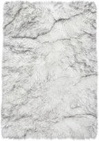 Latepis White with Grey Tips Sheepskin Rugs 4x6, Faux Fur Rug by Latepis