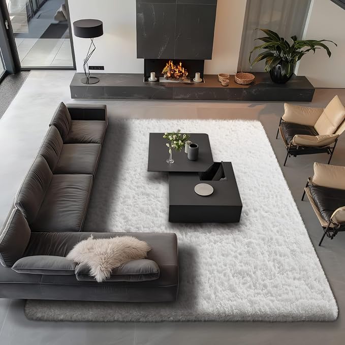 Ophanie Area Rugs 9x12 Living Room, Large White Bedroom Carpet, Big Shag Indoor - Image 3
