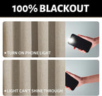 Yakamok Natural Linen Curtains 100% Blackout 96 Inches Long, Room Darkening - Image 2