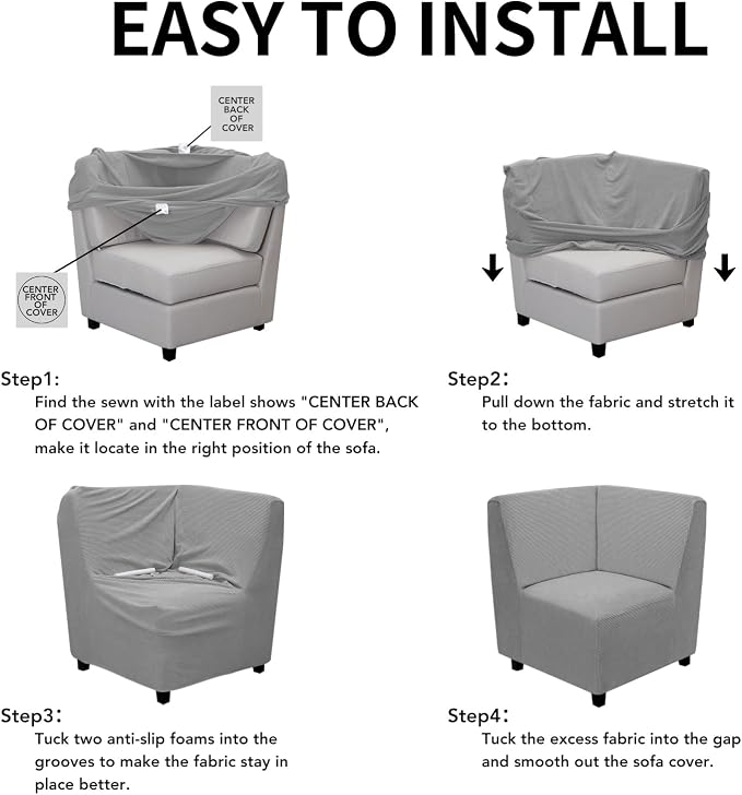 Easy-Going Stretch Sectional Corner Sofa Slipcover 1-Piece Couch Sofa Cover - Image 5