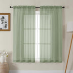 Gwine Sage Green Sheer Curtains 63 Inch Length by Gwine