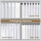 Pitalk White Linen Curtains 92 Inch Length 2 Panel - Image 5