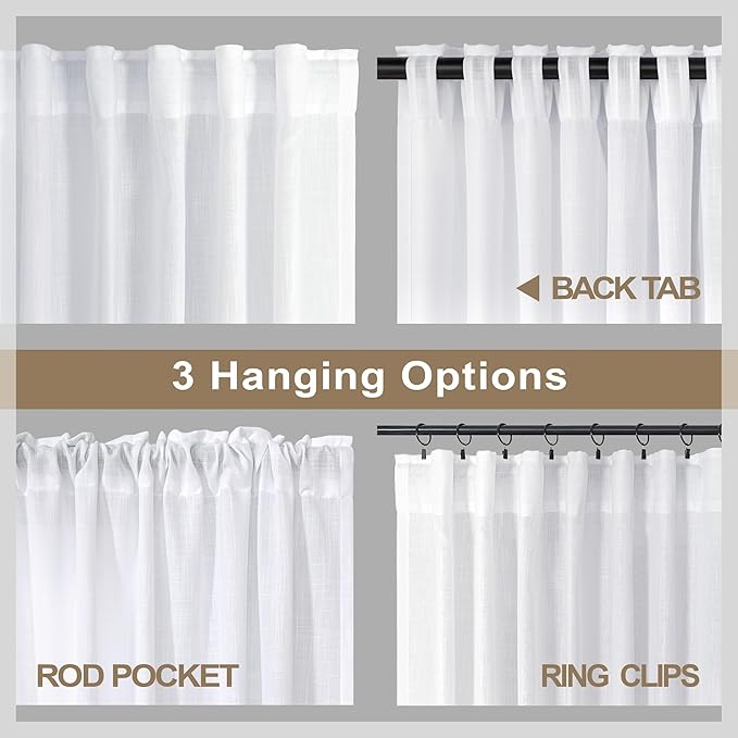 Pitalk White Curtains 38 Inch Wide - Image 5
