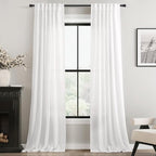 Long White Curtain 108 inches Long 2 Panels Set Back Tab Light Filtering Cotton by Jolilight
