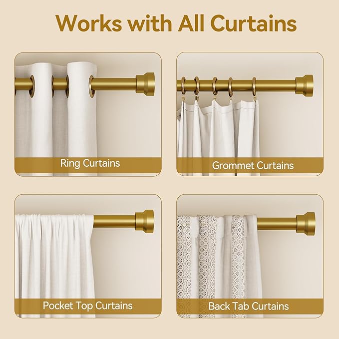 YaFex Curtain Rods 2 Pack 32-84 Inch, Heavy Duty 1 Inch Curtain Rod, Modern - Image 5