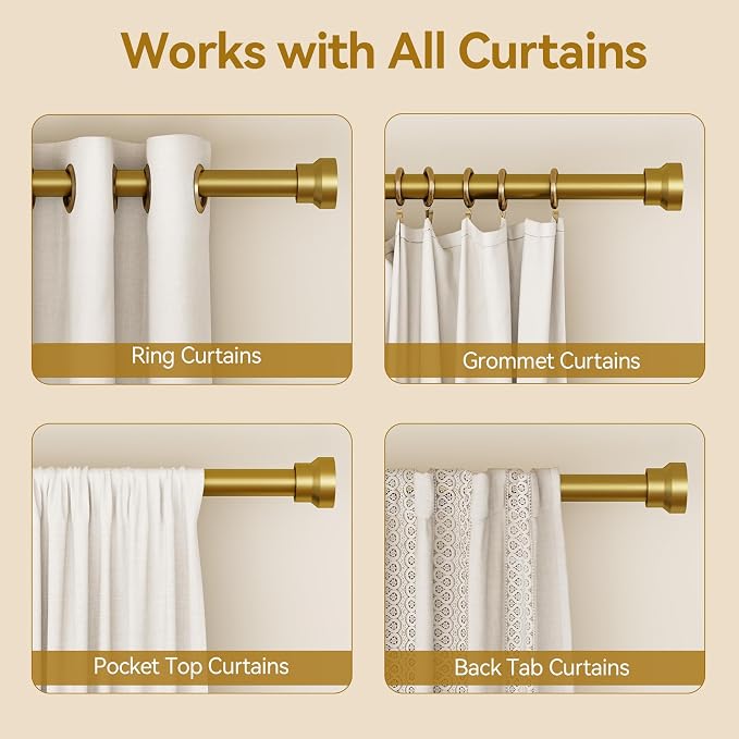 YaFex Curtain Rods 2 Pack 32-58 Inch, Heavy Duty 1 Inch Curtain Rod, Modern - Image 5