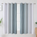 Estelar Textiler Stone Blue and Greyish White Blackout Curtains 63 Inch Length - Image 2