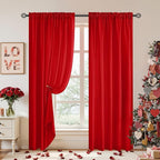 HOMEIDEAS Valentine's Day Non-See-Through Red Privacy Sheer Curtains, 52 X 84 - Image 2