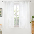 BGment White Linen Curtains 48 Inch Length by BGment