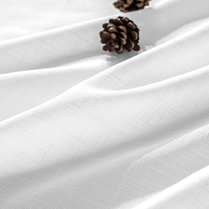MIULEE White Linen Curtains Short 60 Inch Length 2 Panels - Image 2