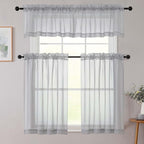 Cafe Curtains 36 Inch Length Tier 2 Pieces, Modern Soft Airy Sheer Kitchen - Image 8