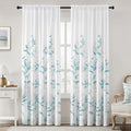 HOMEIDEAS Non-See-Through Teal and White Privacy Sheer Curtains 52 X 84 Inch by HOMEIDEAS