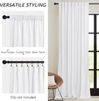 RYB HOME Pure White Velvet Curtains 90 inches - Image 4