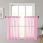 Cafe Curtains 36 Inch Length Tier 2 Pieces, Modern Soft Airy Sheer Kitchen by WelvetBLK