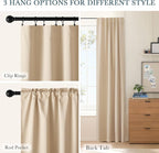 PONY DANCE Beige Blackout Curtains 96 inch Long, Room Darkening Curtains - Image 4