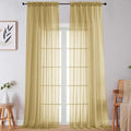 Extra Long Gold Sheer Curtains for Bedroom Living Room 120 Inches Long 2 Panels by WelvetBLK