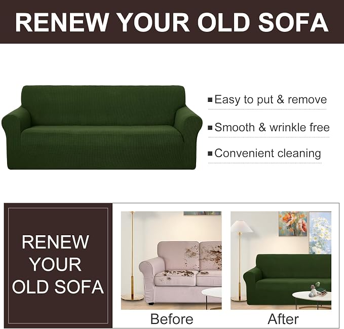 U-NICE HOME 4 Seater Stretch Couch Cover Sofa Cover Washable Sofa Slipcover - Image 5