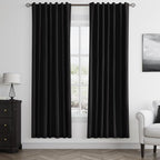 Guken Black 100% Blackout Linen Curtains 72 Inch Length 2 Panels Set by Guken
