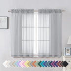 Aiyufeng Light Grey Sheer Curtains 45 Inch Length 2 Panels Set, Light Filtering by Aiyufeng