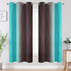 Estelar Textiler Brown and Teal Ombre Blackout Curtains 72 Inches Length - Image 2