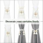 2 Pack Magnetic Curtain Tiebacks Cotton Hand Woven Tie Back Decorative Rope - Image 4
