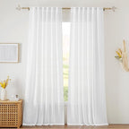 RYB HOME White Sheer Curtains for Bedroom, Semi Sheer Privacy Curtains & Drapes by RYBHOME