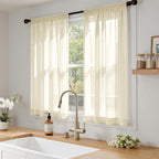 MIULEE Light Cream Sheer Curtains 63 Inches Long, 4 Panels Set, Light Filtering - Image 2