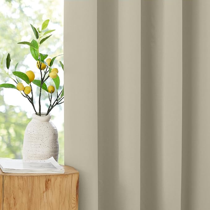 NICETOWN 100% Blackout Muted Beige Curtains 84 inches Long, Grommet Energy - Image 9