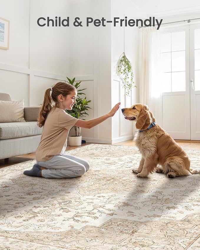 AMADA HOMEFURNISHING 8x10 Washable Area Rug, Low-Profile Large Area Rug - Image 7