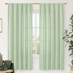 LAMIT Natural Linen Curtains for Bedroom, 72 Inch Faux Linen Textured Light by LAMIT