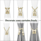 4 Pack Magnetic Curtain Tiebacks Cotton Hand Woven Tie Back Decorative Rope - Image 4