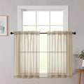 Cafe Curtains 36 Inch Length Tier 2 Pieces, Modern Soft Airy Sheer Kitchen by WelvetBLK