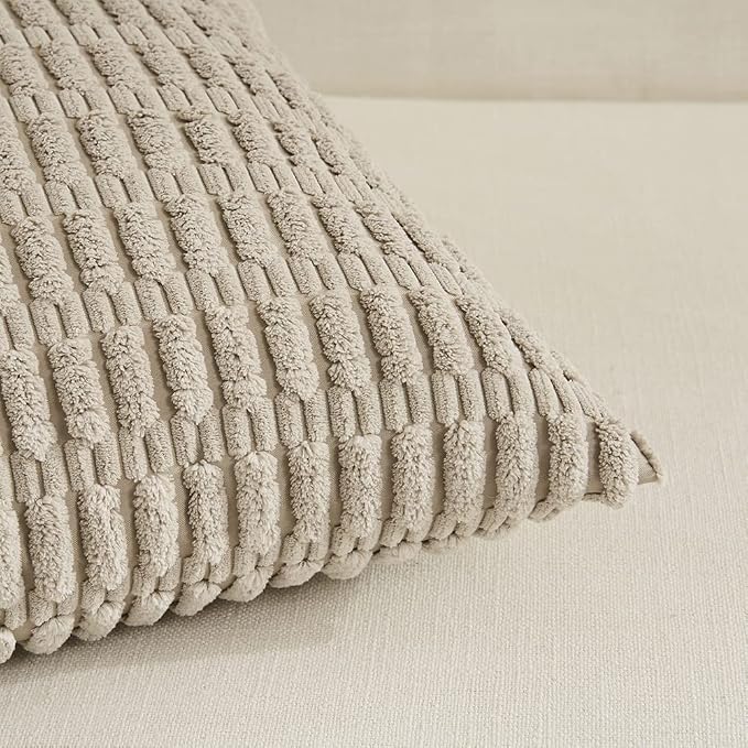Fancy Homi 4 Packs Taupe Decorative Throw Pillow Covers 24x24 Inch - Image 4