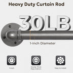 Zeerobee Curtain Rods for Windows 48 to 84, 1 Inch Industrial Wrap Around Grey - Image 4
