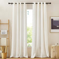 NICETOWN Natural Linen Burlap 102 inch Curtains, Grommet Semi Sheer Curtains by NICETOWN