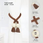 4 Pack Magnetic Curtain Tiebacks Cotton Hand Woven Tie Back Decorative Rope - Image 3