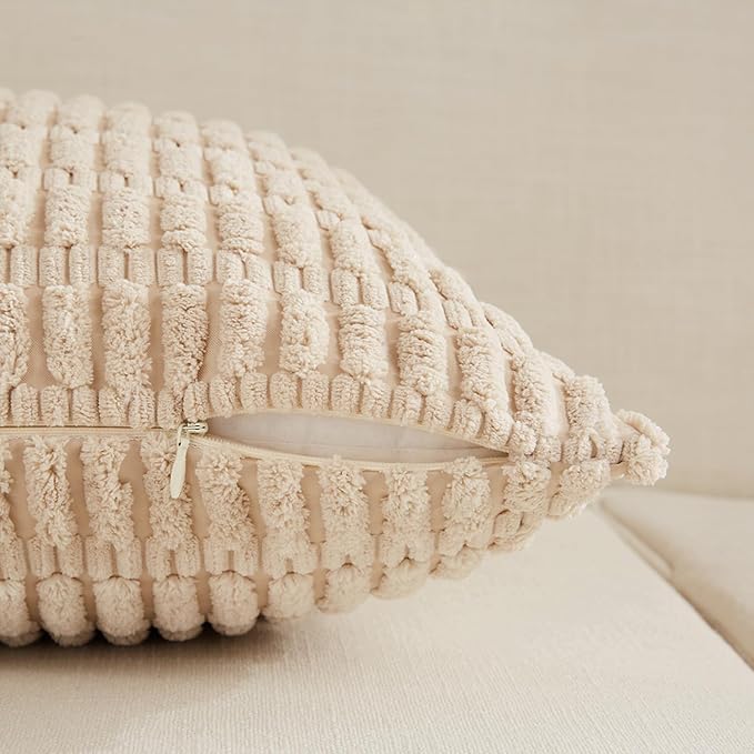 Fancy Homi 4 Packs Tan Decorative Throw Pillow Covers 22x22 Inch - Image 4