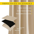 NICETOWN Biscotti Beige Curtains 84 inch Length 2 Panels, Grommet Thermal - Image 3