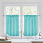 DWCN Aqua Sheer Curtains Semi Transparent Voile Rod Pocket Curtains - Image 2