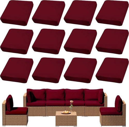 12Pcs Outdoor Cushion Covers, Patio Cushion Covers, Stretch Elastic Slipcovers by dreahoteztil