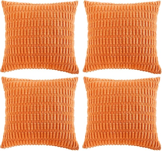 Fancy Homi 4 Packs Orange Fall Decorative Throw Pillow Covers 18x18 Inch by Fancy+Homi