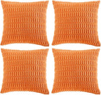Fancy Homi 4 Packs Orange Fall Decorative Throw Pillow Covers 18x18 Inch by Fancy+Homi