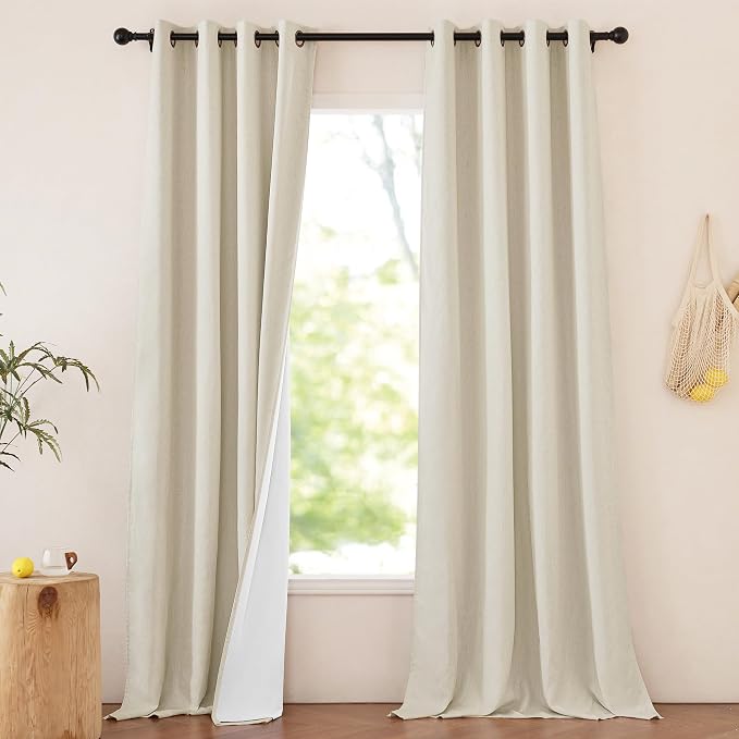 NICETOWN Thick Linen 100% Blackout Bedroom Curtains 108 inches Long, Bronze by NICETOWN