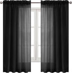DWCN Black Sheer Curtains Semi Transparent Voile Rod Pocket Curtains - Image 9