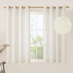 LAMIT Natural Linen Semi Sheer Curtains 45 Inch Length, Light Filtering Short - Image 2