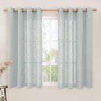 LAMIT Greyish Blue Linen Curtains 45 Inches Long by LAMIT
