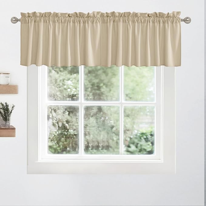 RYB HOME Short Kitchen Valances Faux Linen Blended 2 Panels Privacy Protect - Image 6