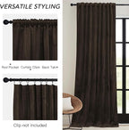 RYB HOME Brown Velvet Curtains 102 inches - Image 3