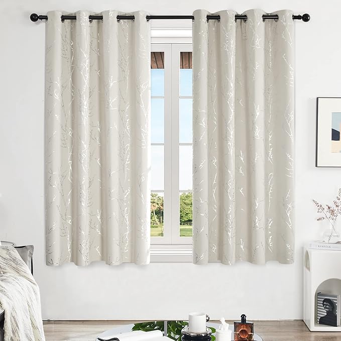 Deconovo Beige Blackout Curtains, Boho Farmhouse Curtain, Thermal Insulated - Image 2